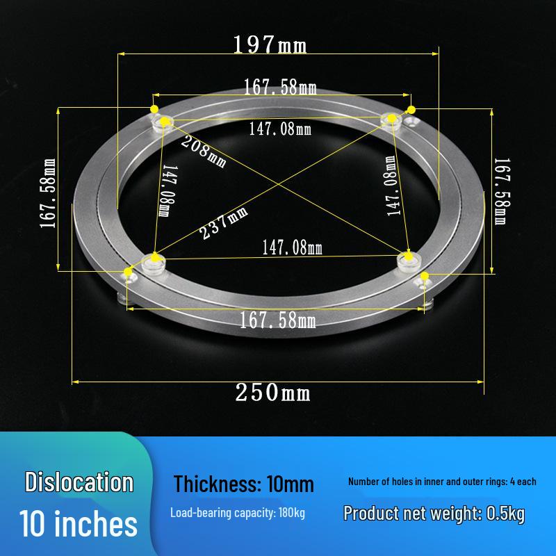 Rotating Bookshelf Display with Aluminum Turntable Base and Height-Adjustable Bearing Track