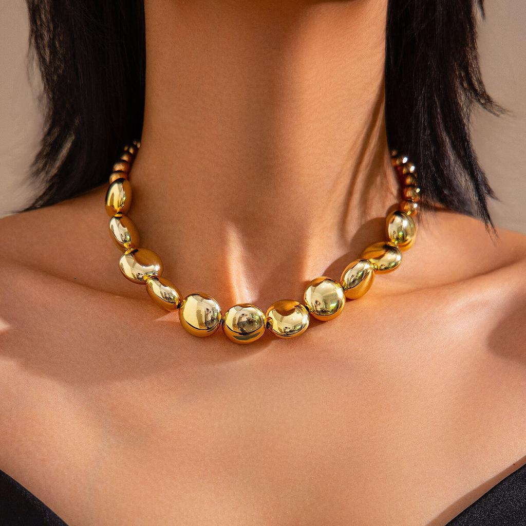 Salircon Minimalism Geometric CCB Beads Chain Choker Necklace Bracelets for Women Men 2026 Trend Punk Party Jewelry Set