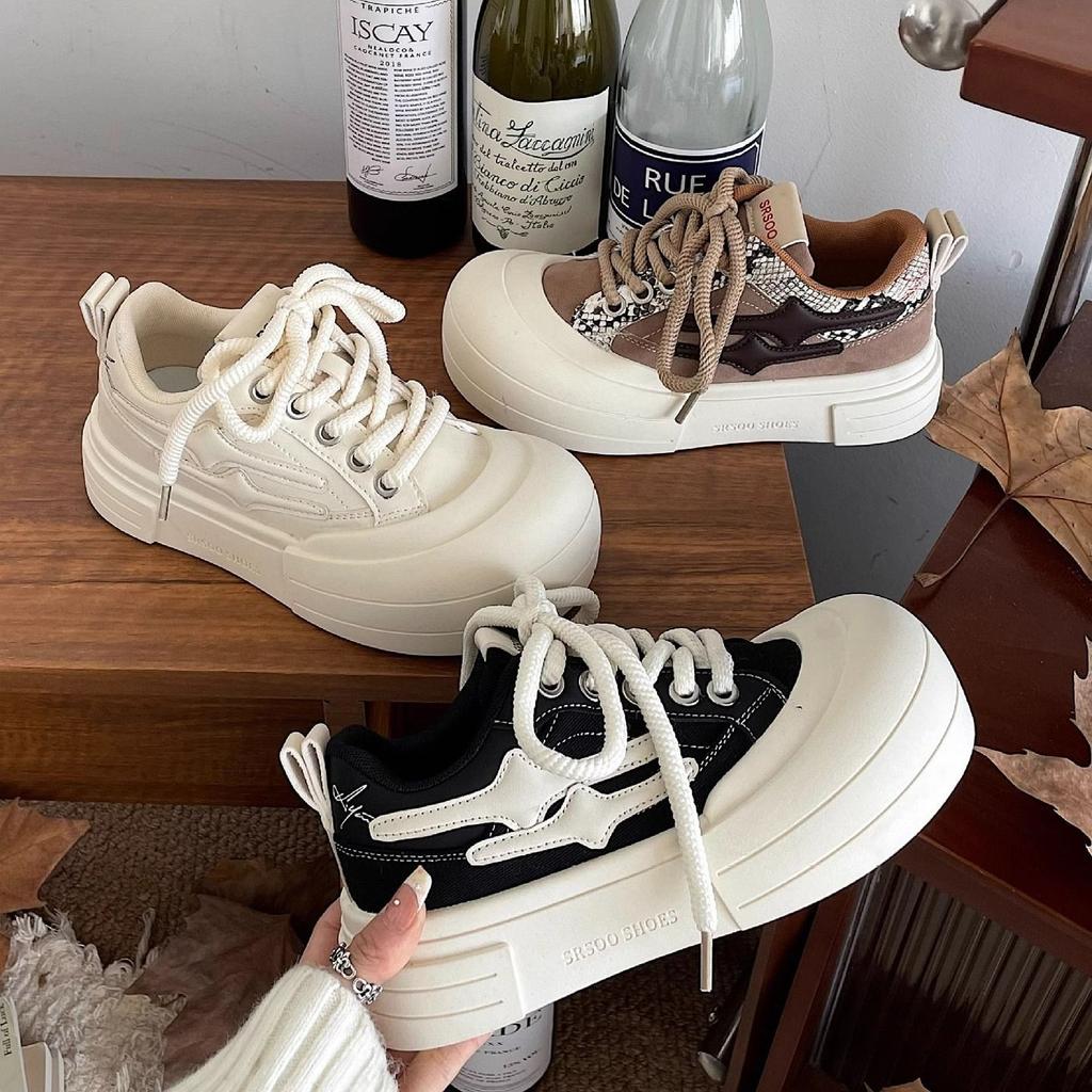 Versatile Thick-soled Heightening Little White Shoes for Women's 2025 Spring and Autumn New Retro Lightweight Sports Canvas Fashion Casual Board Shoes