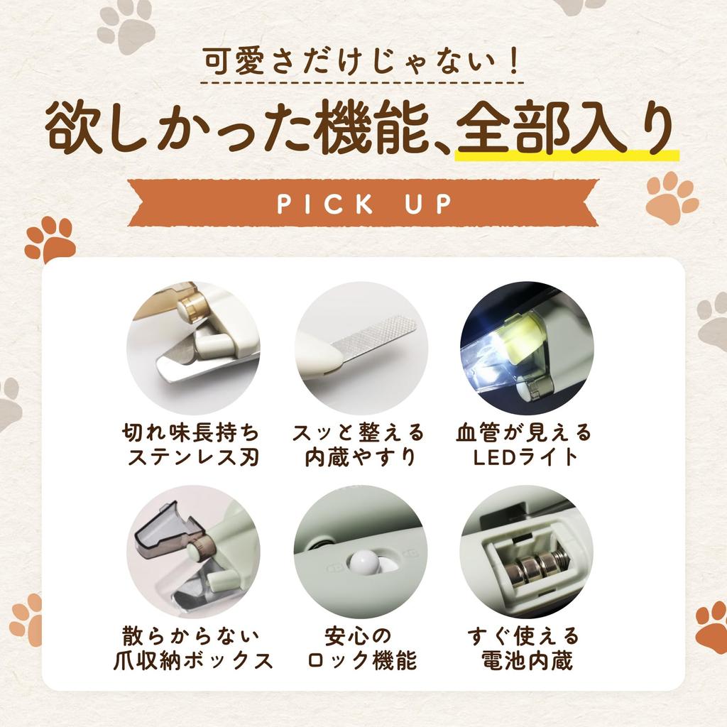 WanWeek Cat and Dog Nail with LED Light and Shatterproof Stainless Steel Prevents Ingrown Safety Suitable for Cats and Extra Small To Small Stylish