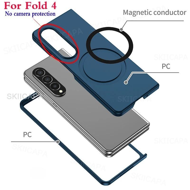 Simple Matte Magnetic Case for Samsung Z Fold 7 Fold6 Fold5 Fold4 Fold3 Magsafe Wireless Charging Shockproof Hard Shell