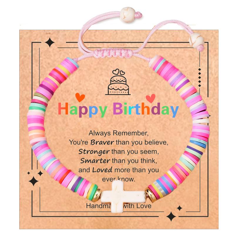 

Кольорова м’яка кераміка з ручним ланцюжком із серії Хрест і орнаменти для плетіння браслетів із білого мармуру в подарунок