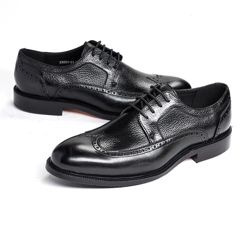 Fashion Handmade Men's Oxford Shoes 2025 Business Formal Classic Genuine Leather Cowhide Brogue Formal Shoes