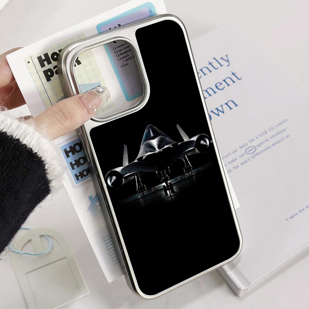 Plane design fly cool poster Phone Case for iPhone 16 15 14 13 12 11 Pro Max Sheepskin Silver-edged protective case
