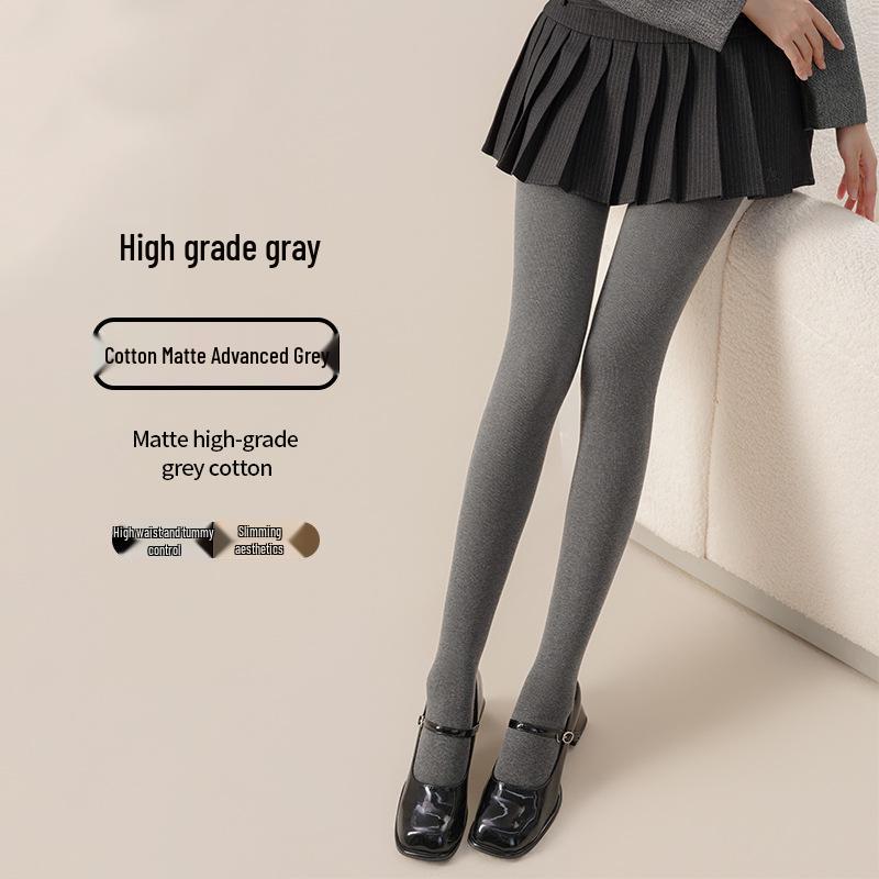 Ao Han Women's Grey Vertical Stripe Leggings for Autumn/Winter - Thick, Velvet-Lined, Hip-Lifting, Abdomen-Slimming Pantyhose