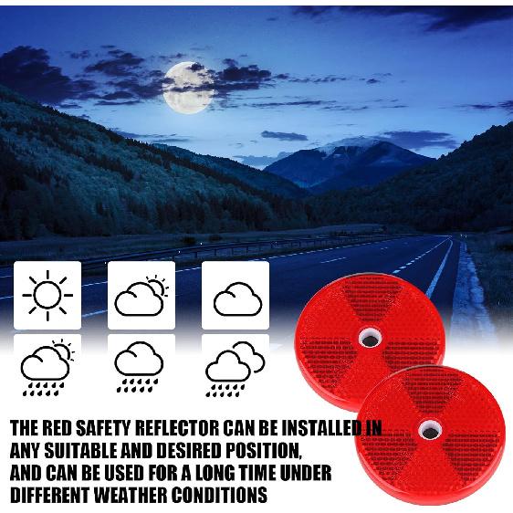 Kingdder 48 Pcs Front Reflector Round Reflector For Driveway Fence Gate Posts Trailers Safety Reflectors With Center Mounting Holes Automobiles Boats