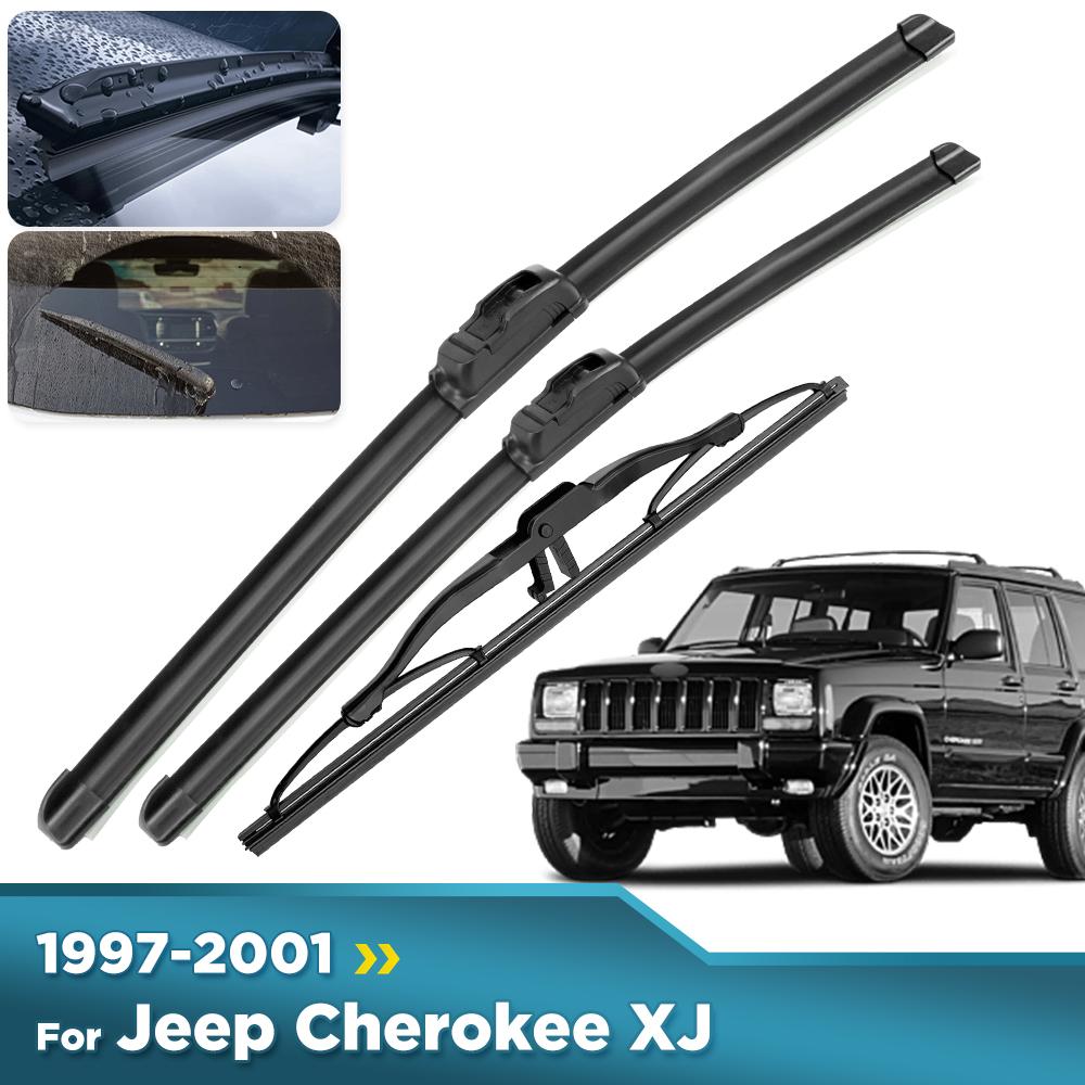 For Jeep Cherokee XJ 1997-2001 1998 1999 2000 Wiper Front & Rear Wiper Blades Windshield Windscreen Window Brushes 18"+18"+13