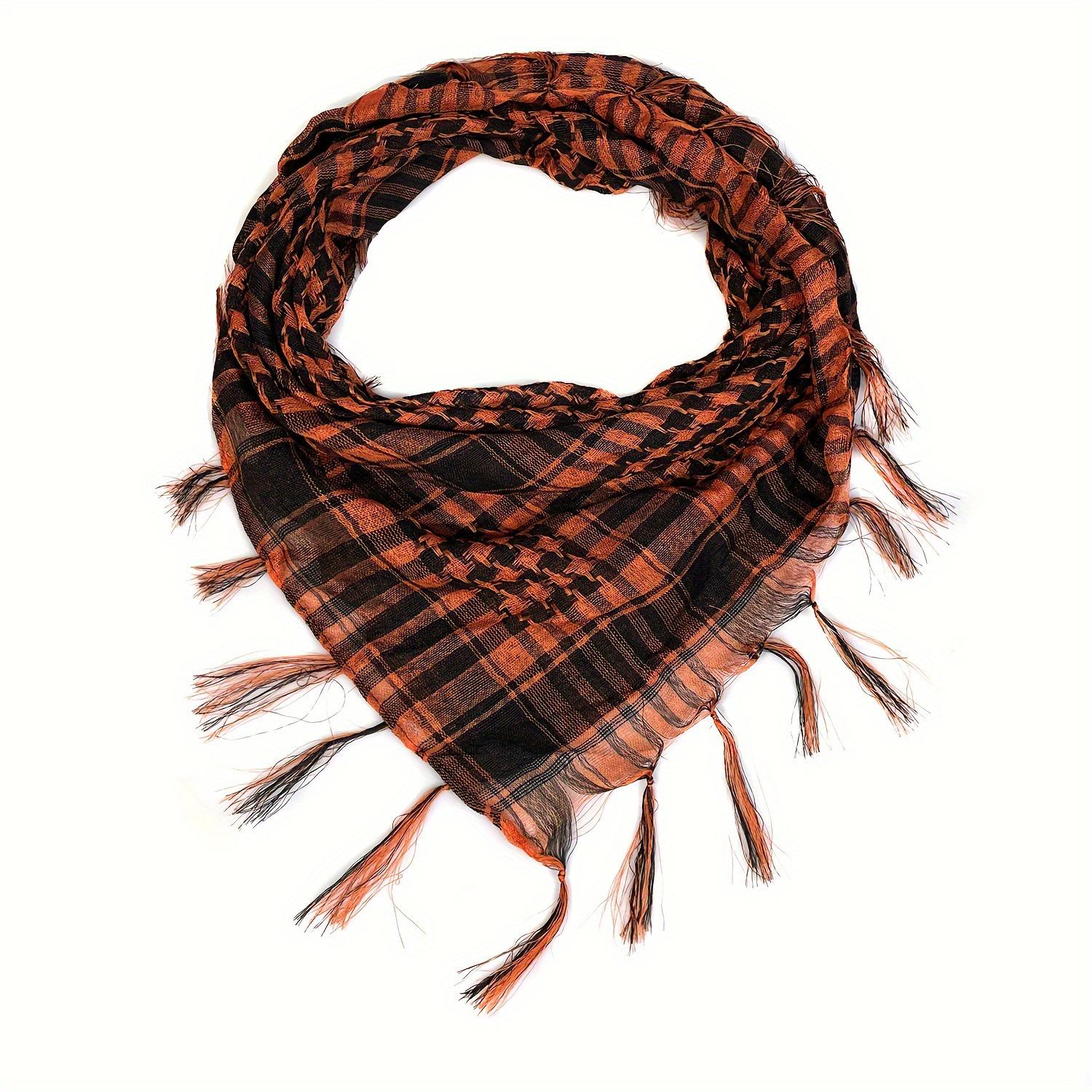 

Desert Tactical Black & White Houndstooth Houndstooth Arab Headscarf with Tassels помаранчевий