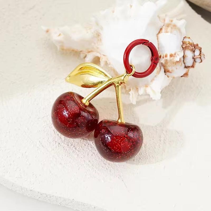 Chic  Cherry Keyring Exquisite Fruits Pendant Keychain Women  Bag Charms Car Key Holder Trendy Charm Keyrings