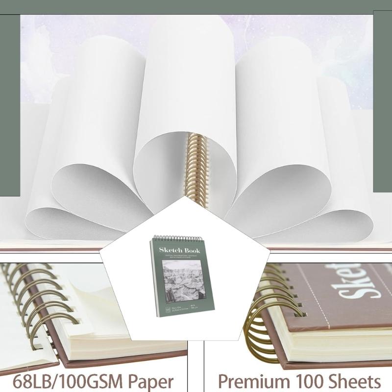 Art Drawing Pad Sketchbook Strong Binding Friendly High Density Paper Resists Bleed Compacts Design For Outdoor Use