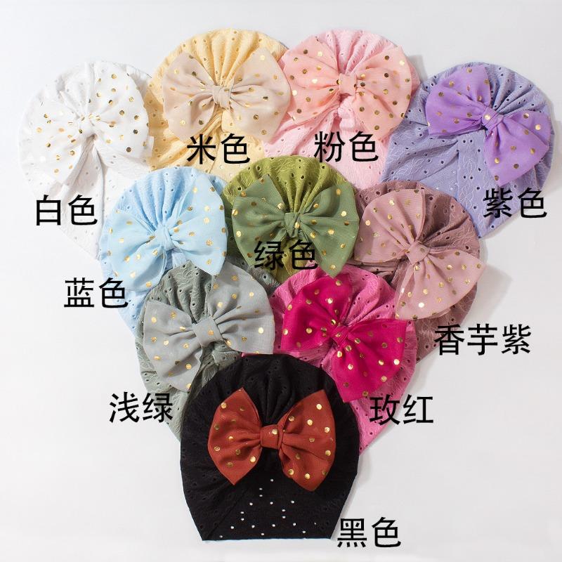 New children's hats, solid color bow baby pullover hats, summer breathable baby caps