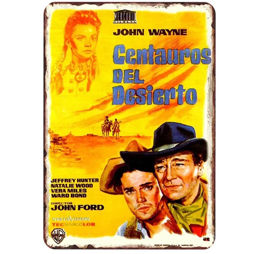 Καουμπόι Τζον Γουέιν Vintage Shabby Chic Metal Λευκοσίδηρος Ταινίες με αφίσα Μεταλλικές σιδερένιες επιγραφές Ρετρό Παμπ Μπαρ Κινηματογράφου Διακόσμηση τοίχου 20x30 εκ.