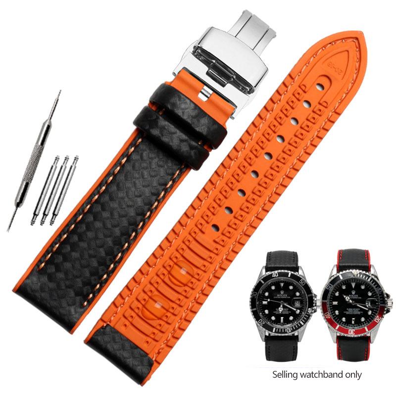

Силиконовый ремешок под карбон Водонепроницаемый ремешок для часов для Omega Speed Master Резиновый сменный мужской браслет 18 мм 20 мм 22 мм 24 мм 24mm