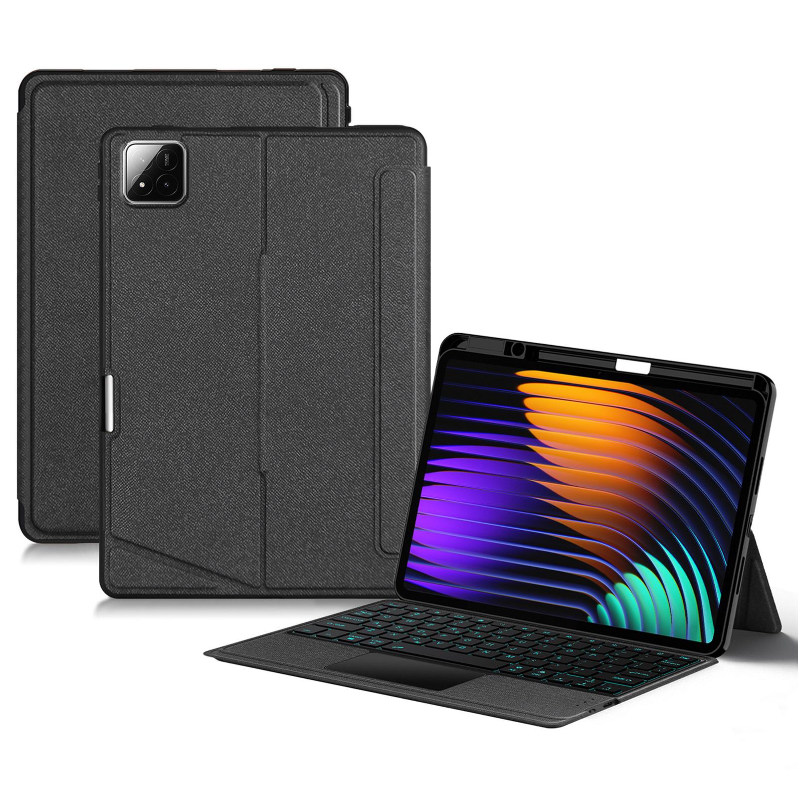 

For Xiaomi Pad 7 Leather Case+Bluetooth-compatible Keyboard with Backlight Trackpad A