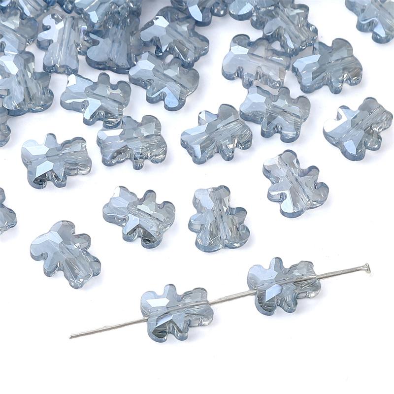 

10 шт. Кришталеві скляні намистини Ведмідь Вільні розпірні намистини для виготовлення ювелірних виробів DIY браслет намисто світло-синій колір