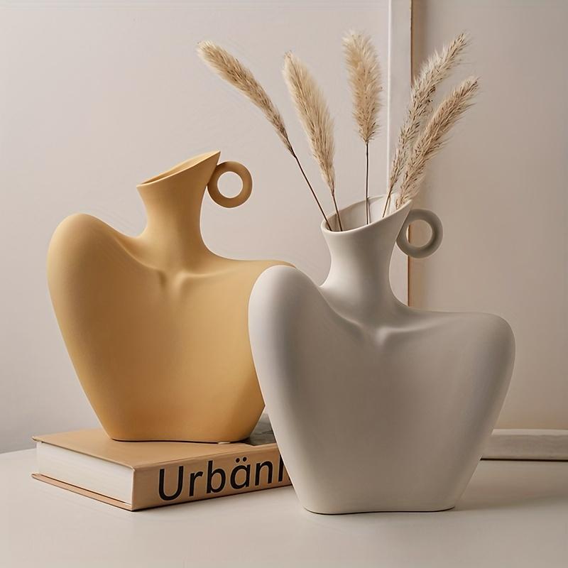 Body Collarbone Vase, Ceramic Vase for Minimalist Style, Unique Statue Art Bust Vase, Modern Abstract Flower Vase for Home Decor