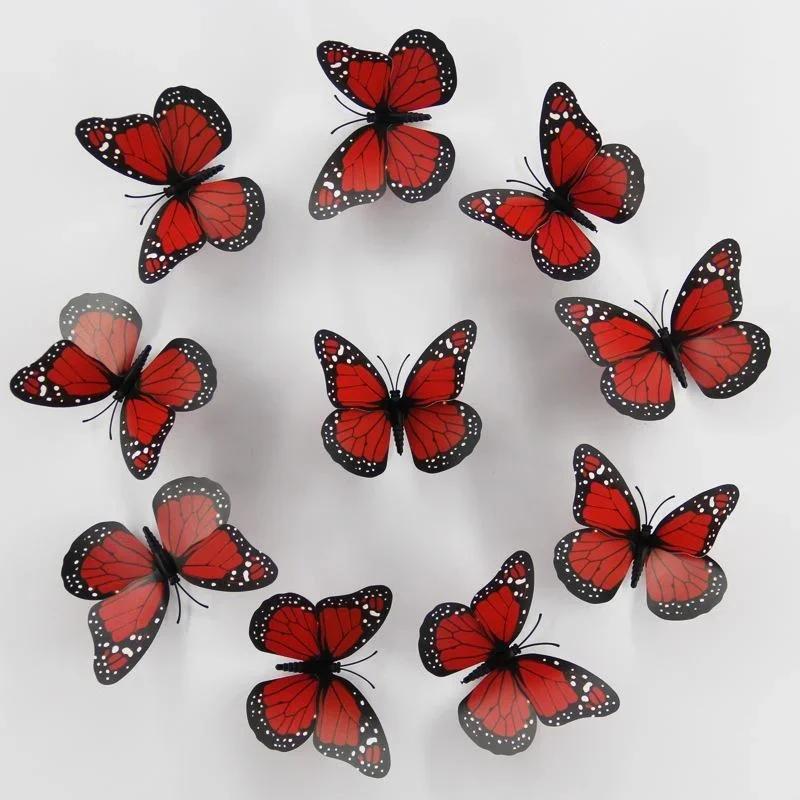10 pezzi Adesivo Farfalla Monarca 3D Farfalle Finte per Artigianato Decorazione Murale Farfalla Artificiale per Casa Camera da Letto Festa di Matrimonio