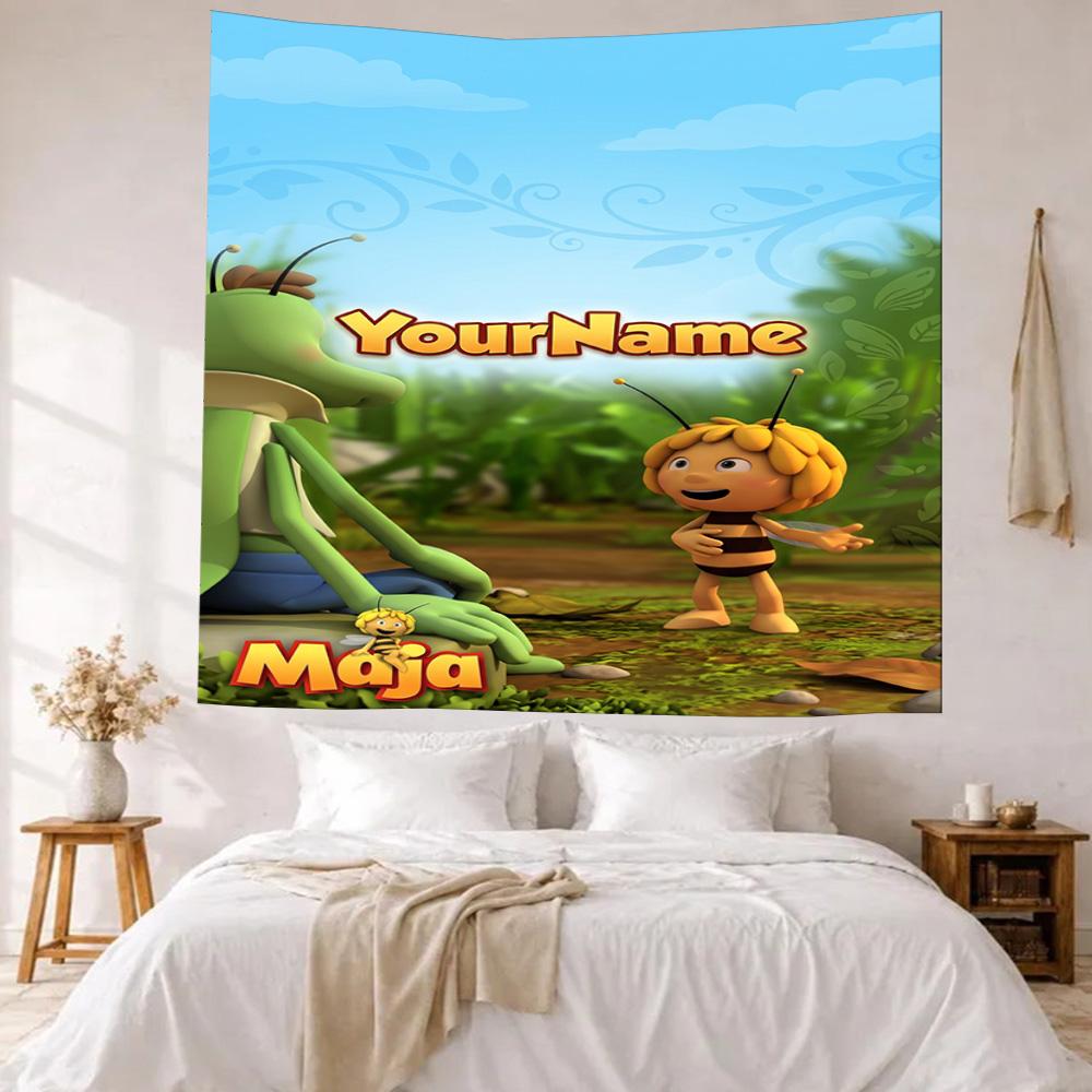 Biene Maja Custom Your Name Wall Decor Tapestry Art For Pet Memorial Birthdaywedding Party Backdrop Family Gift