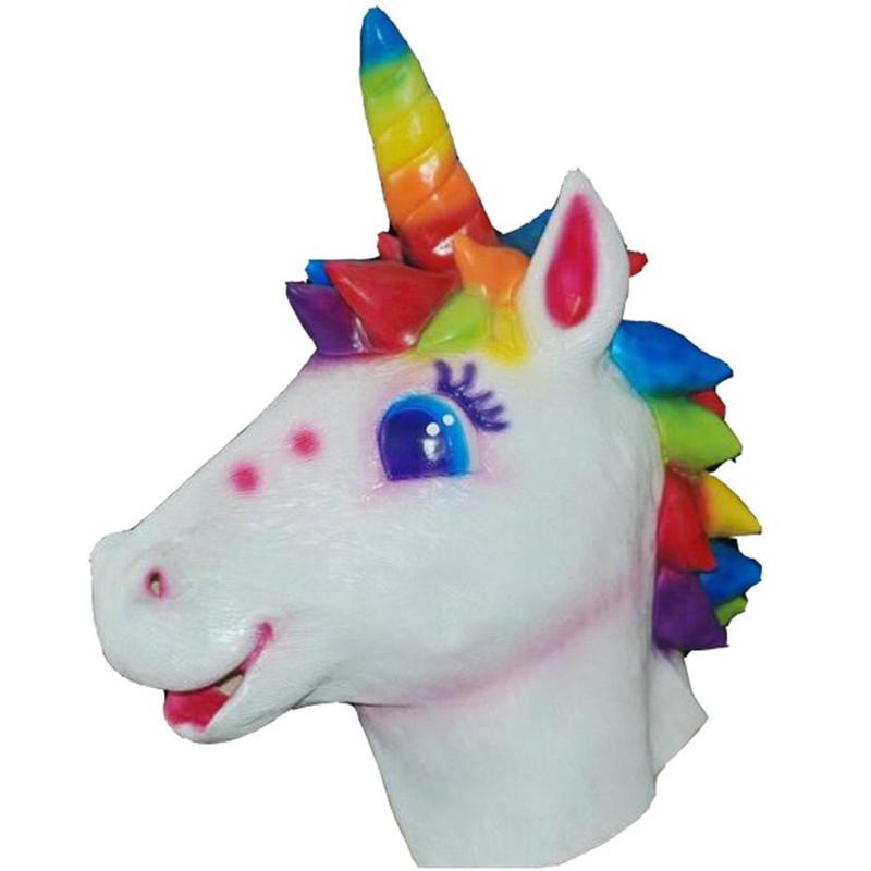 Funny Unicorn Horse Head Mask Latex Animal Costume For Holiday Celebrations