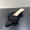 Fashion SUOJIALUN 2025 Summer New Brand Women Slipper Fashion Big Bow-knot Ladies Elegant Slides Thin Low Heel Outdoor Vacation Sandal
