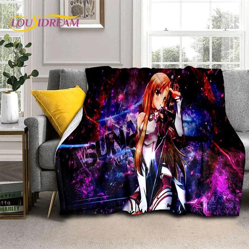 SAO Novel Cartoon Sword Art Online Decke, weiche Überwurfdecke für Zuhause, Schlafzimmer, Bett, Sofa, Picknick, Reisen, Büro, Decke für Kinder