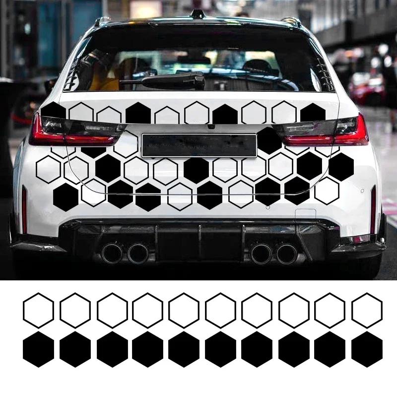 10PCS Hollow/solid Honeycomb Car Stickers DIY Sport Auto Side Door Decoration Vehicle Whole Body Vinyl Decals Open Style Styling