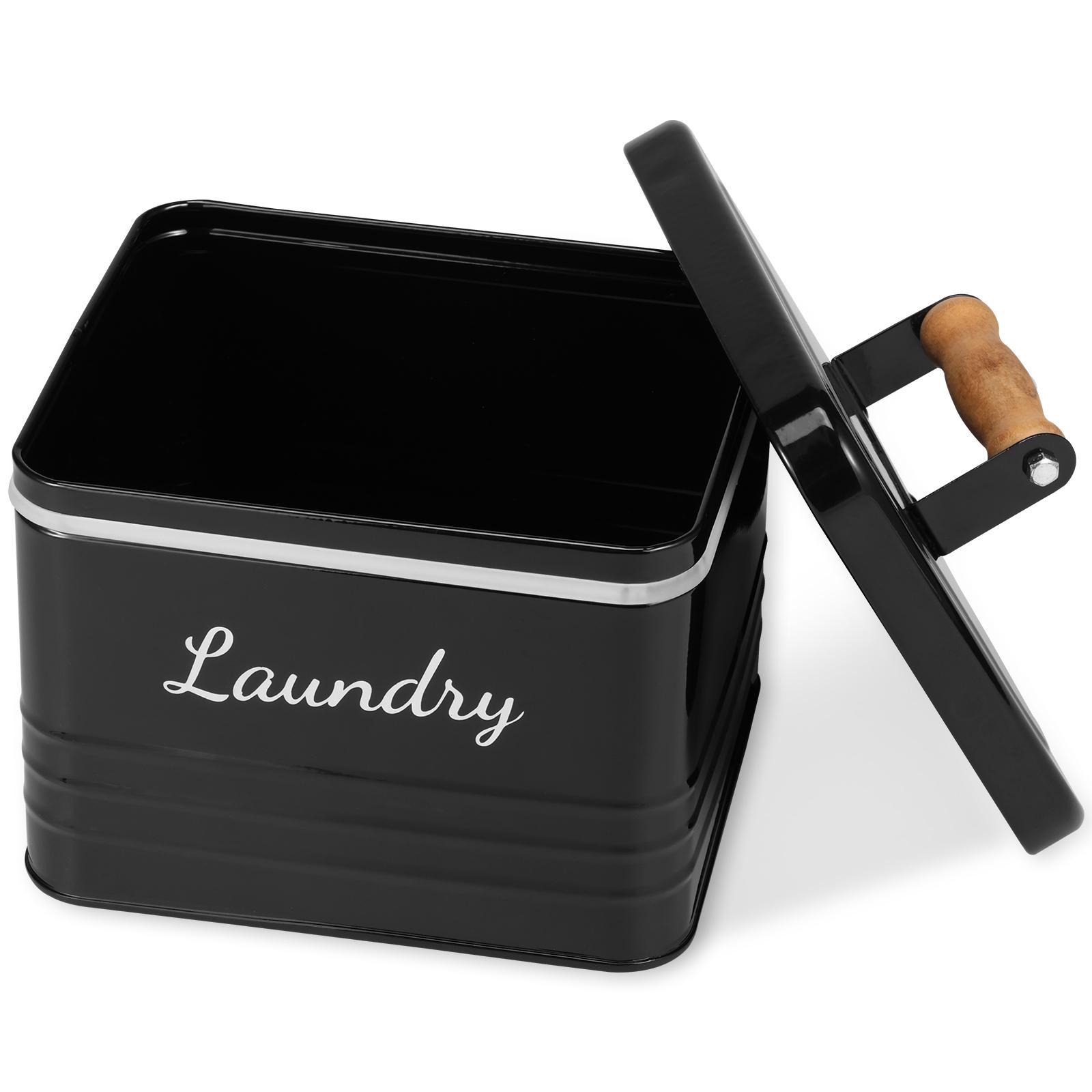 

Деревянная коробка для хранения стиральных бусин для белья, органайзер-держатель большой вместимости для ароматических бусин для белья с металлической крышкой, для дома чёрный