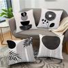 4er Set Minimalistischer Schwarz-Weiß-Stil Künstlerische Kissenbezüge mit Geometrischen und Botanischen Elementen, Ultra-Weicher Digitaldruck, Geeignet für Outdoor C