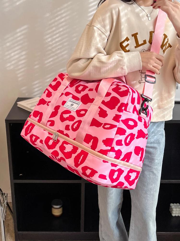 Geräumige & Strapazierfähige Damen-Handgepäck-Reisetasche mit Tierdruck Nylon Große Kapazität Sport-Fitnessstudio-Tasche Wochenend-Übernachtungstasche