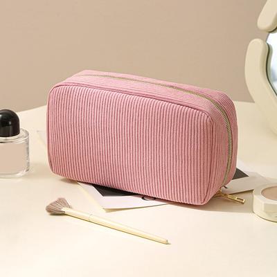 Corduroy Travel Makeup Storage Bag Portable Cosmetic Organizer for Electronics Toiletries Compact and Easy To Carry