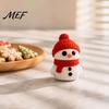 Festive Snowman Decor 3D Printed Knitted Figurine, Christmas Statue with Red Knit Home Hat and Scarf, Mini Sculpture for Holiday Desk Decoration