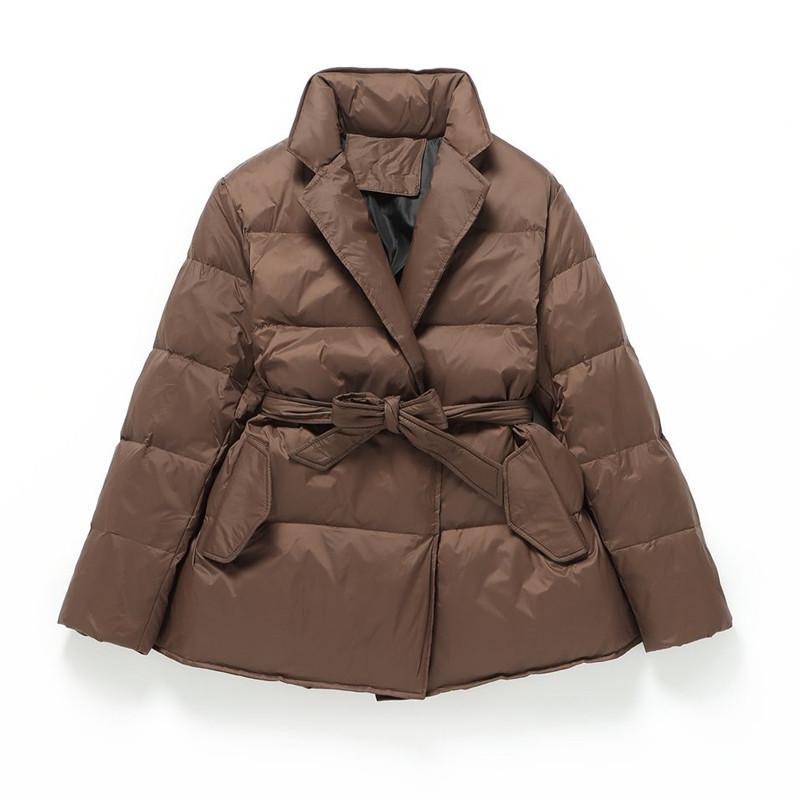 2024 New Korean Version Medium and Long Down Jacket Women's Stand-up Collar Belt Thick Slim and Thin White Duck Down Simple and Warm