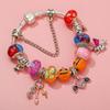 Colors Enamel Disney Princess Dress Charms Pulseiras for Girls Colorful Glass Beads Bracelets&Bangles Women Cartoon Skirt Dangle