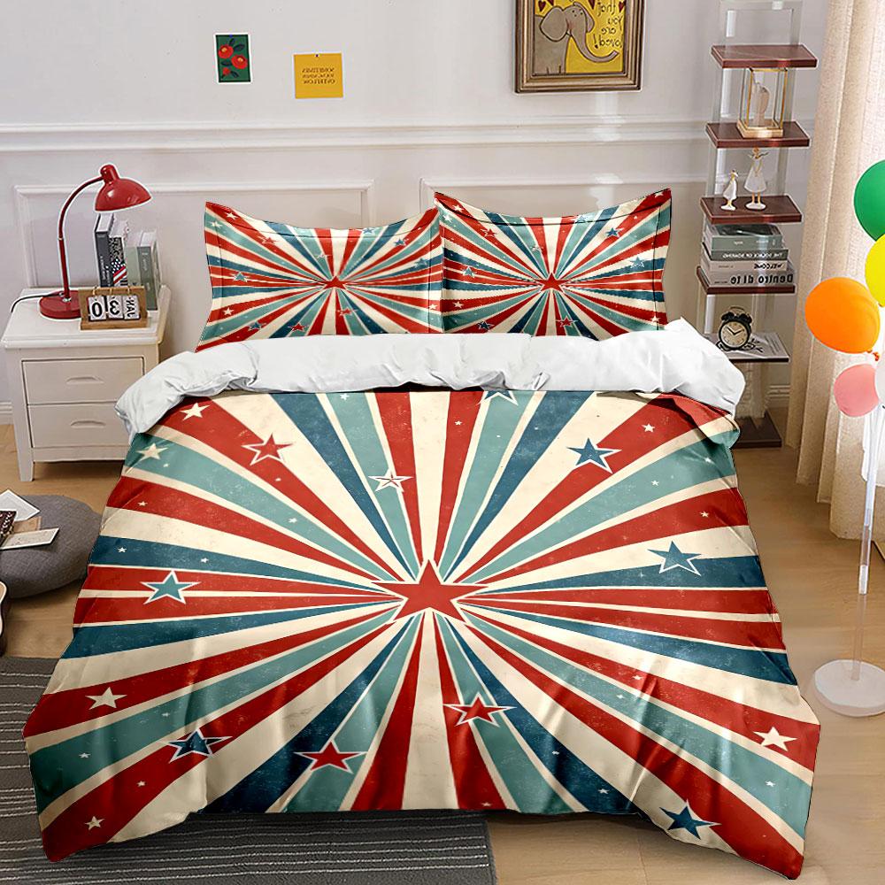 Vintage Patriotic Star Bedding Bedding Duvet Cover Set Duvet Cover Pillowcases (1 * Duvet Cover 2 * Pillowcases, Without Duvet Insert)