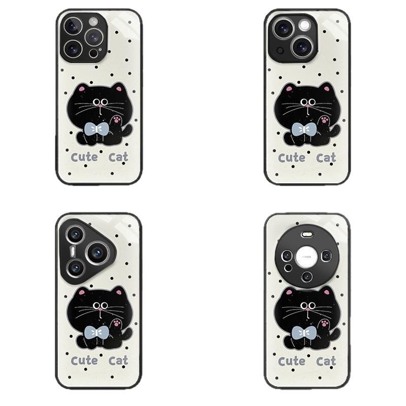 Polka Dot Big Face Cat for Apple 17 Promax Cartoon Female Model for IPhone Mobile Phone Case 16 New Model 15 Hydrogel Shell
