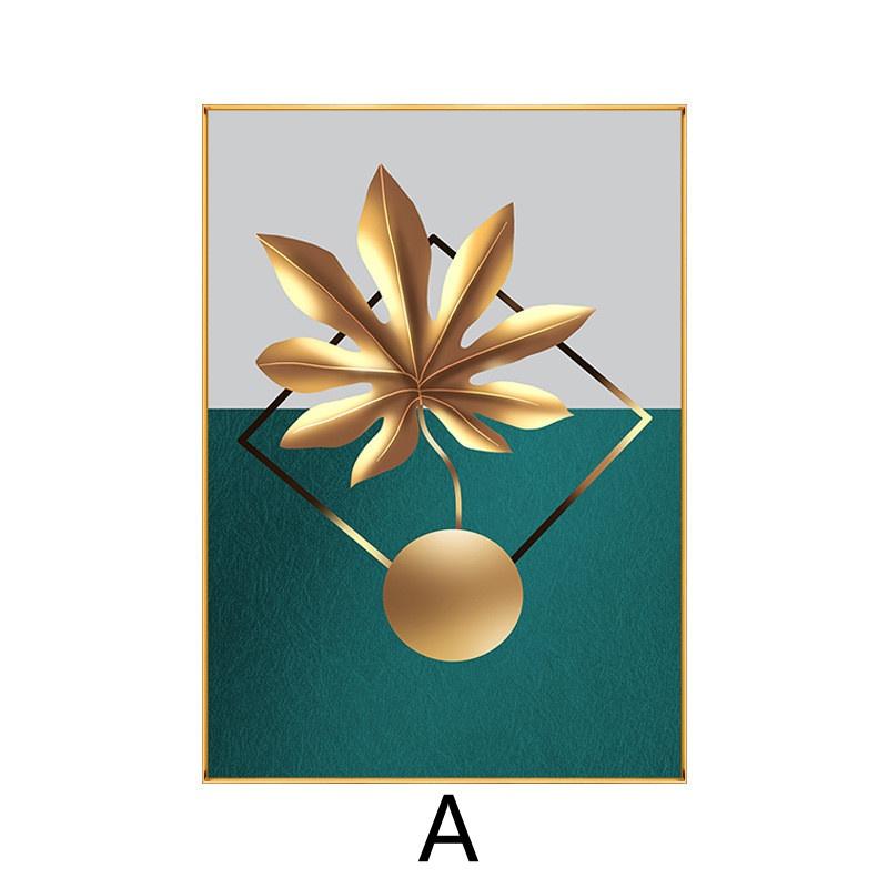 Unframed Canvas Poster Oil Painting Decoration Gold Leaf Plants Print Wall Art Painting Decorative Pictures Paintings for Living Room Home Decor