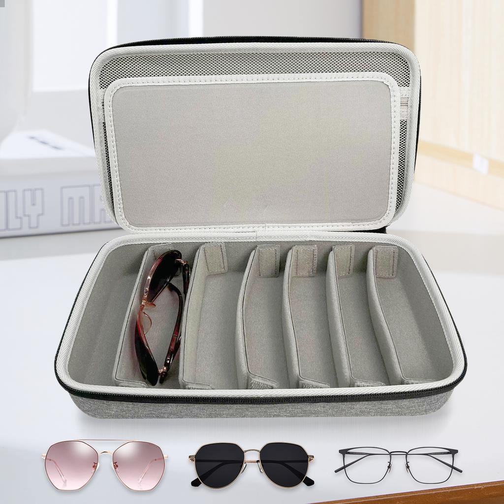 7 Slot Sunglasses Organizer Adjustable Slots Sunglasses Storage Box Sunglasses Display Case Eyeglass Hard Shell for Men Women