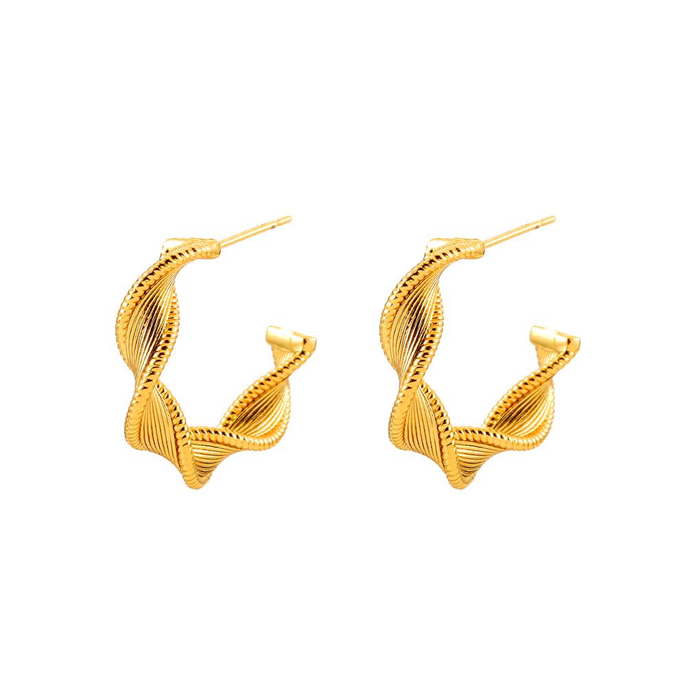 Luxurious Geometric C-Shaped Twisted Thread Earrings for Women
