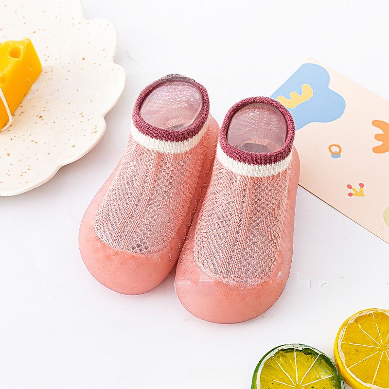 Primăvară și vară Pantofi pentru copii mici, anti-alunecare, plasă pentru bebeluși, respirabili, pentru interior, cu fundul moale, pantofi pentru copii, șosete.