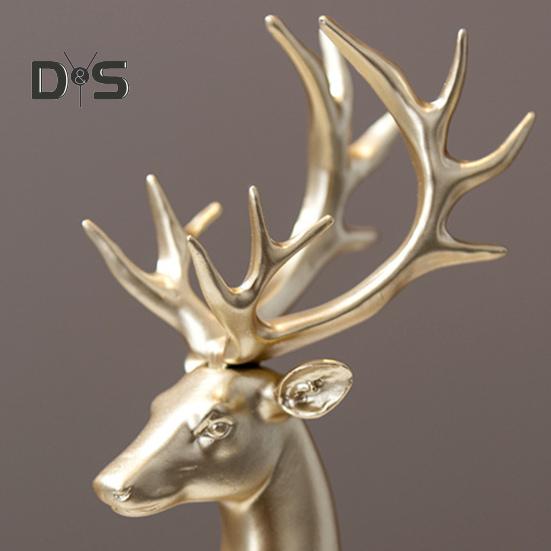 2Pcs Casal Rena Estatueta De Pé Deitado Cervo Estátua Resina Alce Escultura Natal Escritório Em Casa Estante Decoração De Mesa Ornamento