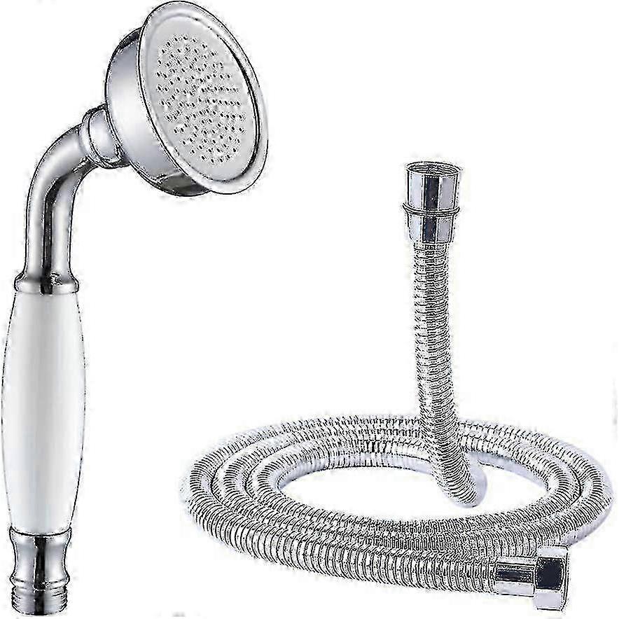 26-27 Bathroom Classical Shower Head, Traditional Telephone Style Handheld Shower, Retro Ceramic Handle Hand Showe Rain Sprayer Showers with 1.5M Hose