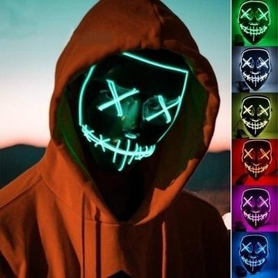 Halloween Mask Mixed Color Led Mask Party Masque Masquerade Masks Neon Maske Light Glow In The Dark Horror Mask Glowing Mask