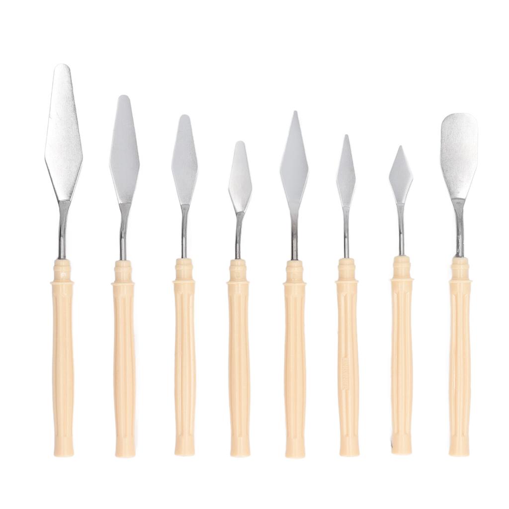 8Pcs Palette Knife Stainless Steel Ergonomic Handle Design Multifunction Painting Knife Set for