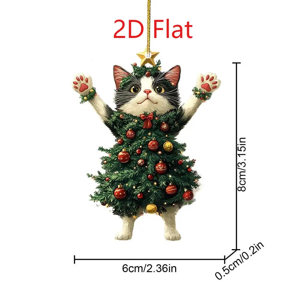 Schattige Kat Kerstboom Ornament Hangend Hanger voor Auto Rugzak Vakantiefeest Decoratie Cadeau