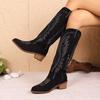 New large size retro embroidered V-mouth Martin boots women's autumn and winter thick heel boots foreign trade knight boots women's boots