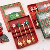 2/4/6PCS Christmas Gift Glod Spoon Fork Set Elk Christmas Cutlery Set Tree Decoration Dessert Scoop Fruit Fork Coffee Spoon