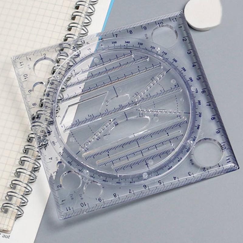 1 bucată Papetarie rotundă multifuncțională Desen activ rotativ raportor riglă Cerc