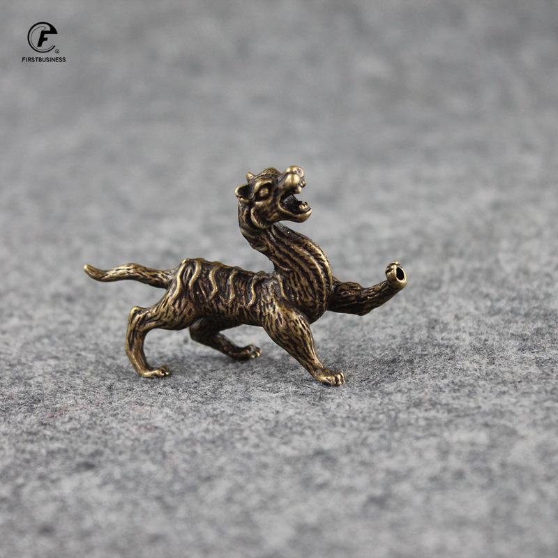 Pure Copper Chinese Ancient Mythical Beast Miniature Figurine whiteTiger Feng Shui Ornament Home Decoration Craft