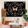 Orange Butterfly Moon Flower Tapestry Boho Floral Plant Tapestries For Bedroom Aesthetic Tapastry'S Wall Hanging Mandala