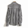 Women's Spring Black and White Striped Long-sleeved Shirt Temperament Elegant Commuter Chiffon Tops